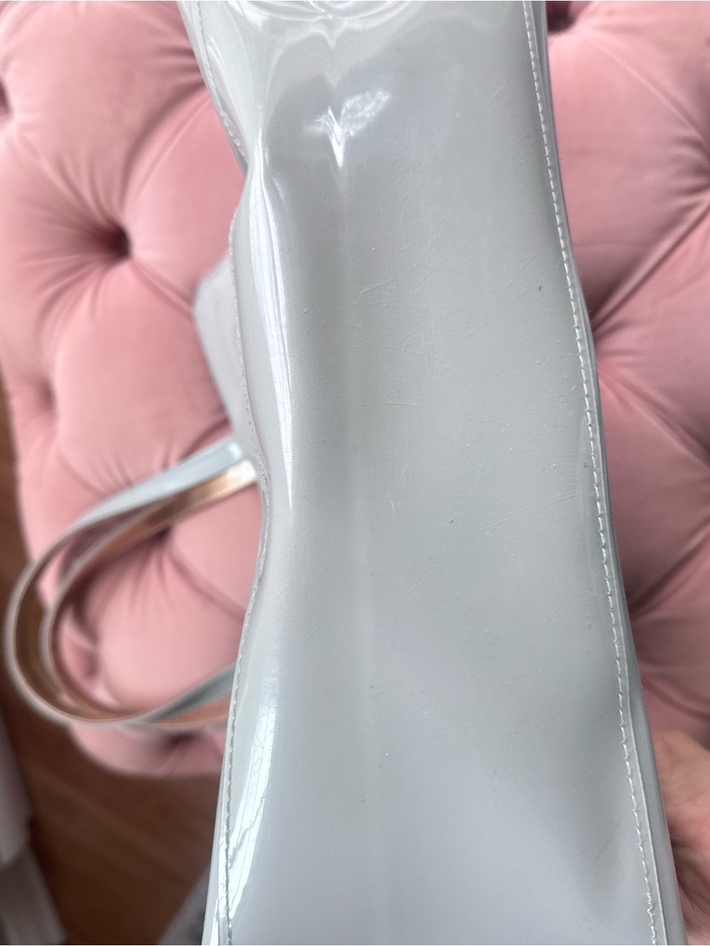 Ted Baker Grey Patent Tote with Rose Gold Bow Accent - Picture 10 of 13